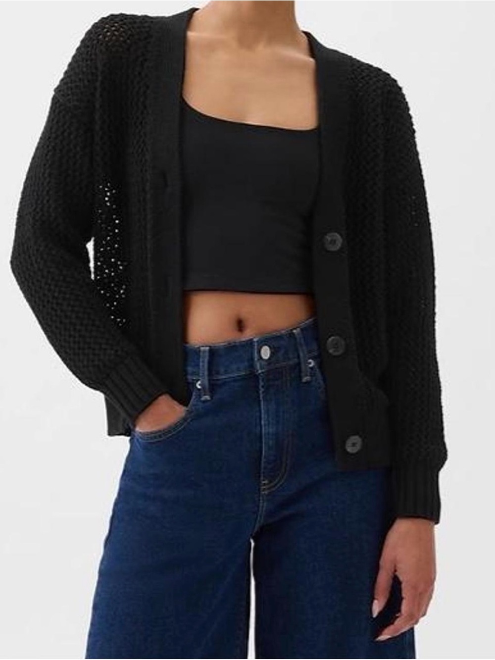 Gap Crochet Black Cardigan